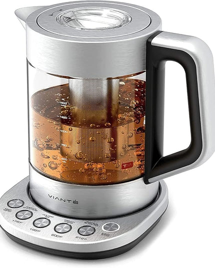 Vianté Electric Kettle With Infuser For Loose Leaf. Hot Tea Maker With Temperature Control And Automatic Shut Off. Tea Kettle With Brewing Programs. 1.5 Liters Capacity