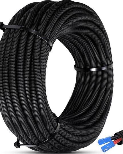 Sasylvia 1.5'' x 20 ft Split Wire Loom Cord Protector Tubing Split Conduit Protector Tubing Convoluted Tube Flexible Electrical Wire Cover Protective Sleeves(Black)