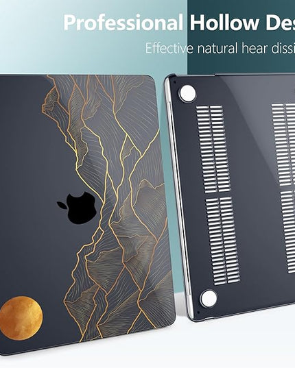 DONGKE for M4 MacBook Air 13.6 Inch Case 2025 2024 2023 2022 Model A3240 A3113 A2681 M3 M2 Chip, Plastic Hard Shell Case Cover with Touch ID for MacBook Air 13 Inch M4 - Abstract Mountain