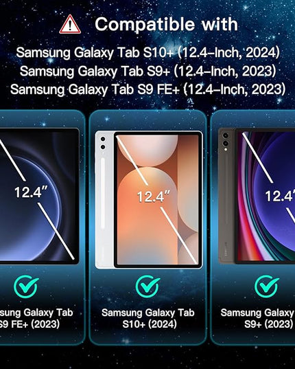 JETech Screen Protector for Samsung Galaxy Tab S10 Plus 2024/Tab S9 Plus/Tab S9 FE Plus 2023 12.4-Inch, with Easy Installation Frame, Tempered Glass Film, HD Clear, 2-Pack