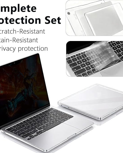 Halloive Magnetic Privacy Screen Protector Compatible with MacBook Air 13.6/13 Inch (2022-2025, M2, M3，M4), Hard Shell Case + Keyboard Cover + Screen Protector Crystal Clear Anti-Spy Anti Fingerprint