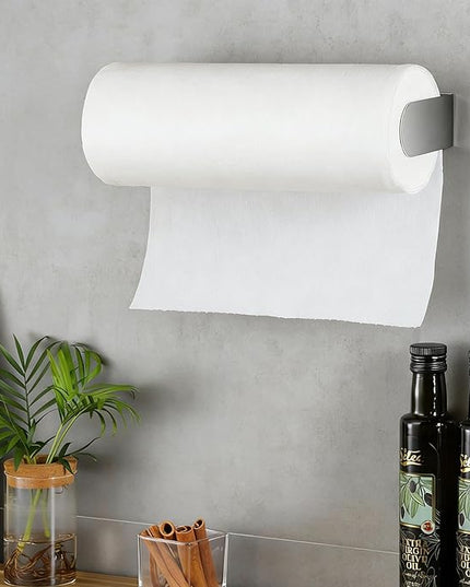 YIGII Self Adhesive Paper Towel Holder - Wall Mount Paper Roll Holder Under Cabinet, Polished SUS 304 Papertowel Holders, Stainless Steel, No Drilling (Polished Silver)