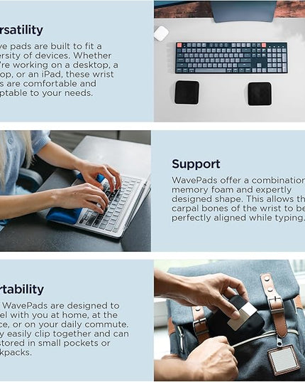 WavePads by PostureUp – Original Two Pack Adjustable Wrist Rests for Laptop and Keyboard Ergonomic Memory Foam Laptop Wrist Pads for Wrist Pain & Carpal Tunnel, Wrist Support Pads (RoyalBlue)