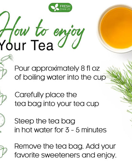 FreshDrinkUS, Premium 55 Horsetail Leaf Tea Bags, 100% Natural & Pure from Horsetail Loose Leaves Herbal Tea. Made with Natural Material Tea Bags. No Sugar, No Caffeine, No Gluten, Vegan.