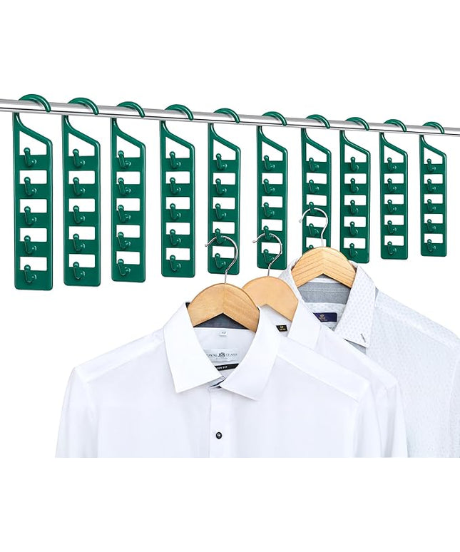 CraftyCrocodile Space Saving Hangers for Clothes - 10 in Pack, Heavy Duty Plastic, Multi Closet Space Savers for Shirts, Pants, Jeans, Sweaters - Hanger Organizer Space Saver