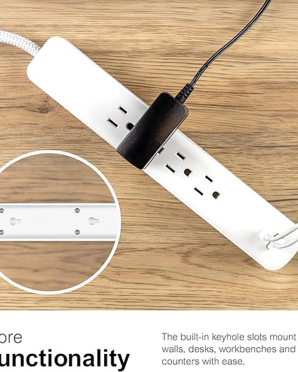 GE UltraPro 4 Outlet Surge Protector, USB-C Charging, 3 ft Designer Braided Cord, 1060 Joules, ETL Listed, White, 41354