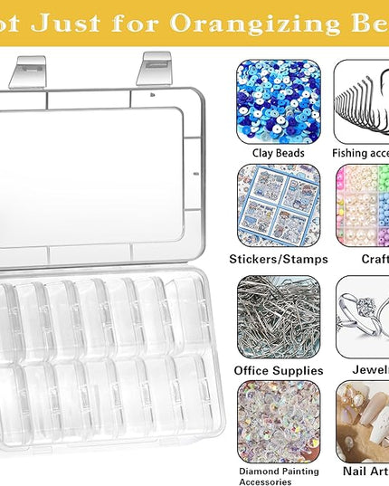 Mathtoxyz Small Bead Organizers, 30 Pieces Plastic Storage Cases Mini Clear Bead Storage Containers Transparent Boxes with Hinged Lid and Rectangle Clear Craft Supply Case