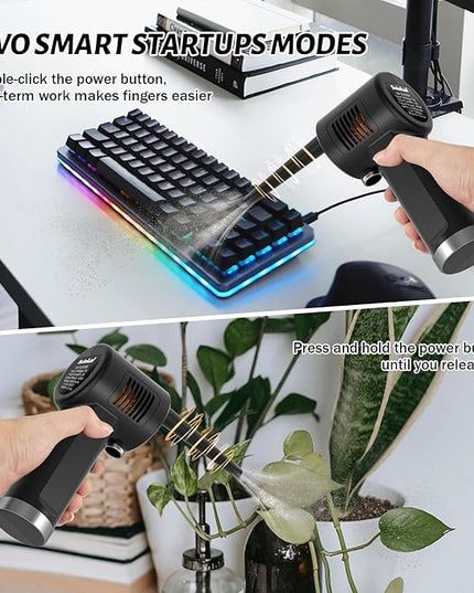 Air Duster, Handheld Cordless Air Duster, Air Blower Rechargeable, Electric Compressed air Gun Battery Operation, for Cleaning Computer Keyboard Camera Lego Toys.