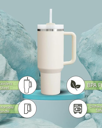 H&F Clicks Insulated Tumbler, Stainless Steel Tumbler with Leakproof Lid for Water, Coffee or Iced Tea. Cup Holder Compatible for Travel, BPA-Free Water Bottle, Vacuum Insulated Tumbler.