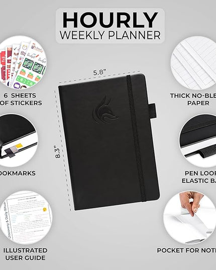 Clever Fox Planner Schedule – Undated Weekly & Monthly Life Planner with Time Slots, Appointment Book & Daily Organizer, A5 (Black)