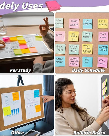 36 PCS Sticky Notes Bulk 3x3 Inch Colorful Sticky Notes 75 Sheets/Pad 12 Colors, Adhesive Sticking Self-Stick Multicolor Memo Note Pads for Teacher Student School Office Meeting Blank Desk Pads