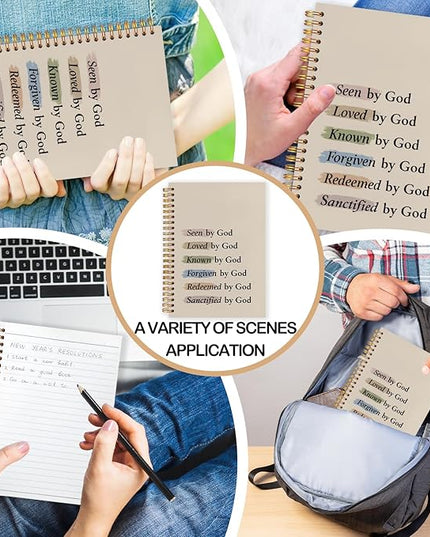 Christian Spiral Notebook 5.5x8.3in, Seen by God God Journal for Women, Prayer Journal for Woman, Inspirational Bible Notebooks for Note Taking, Christian Gifts Hardcover Notebook