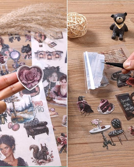 Auguro Scrapbooking Stickers 20 Sheets Pre-Cut 200 washi Stickers PET People Sticker Books for journaling Scrapbook Supplies Transparent Journal Sticker