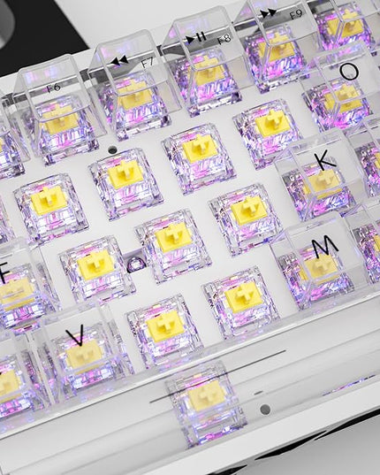 ZhouWang Crystal Yellow Switch 3 Pin 50gf Pre-Lubricated,Dustproof Linear Switch,Suitable for RGB,Mechanical Gaming Keyboards、MX Mechanical Keyboard(90PCS)