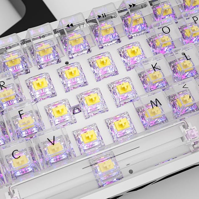 ZhouWang Crystal Yellow Switch 3 Pin 50gf Pre-Lubricated,Dustproof Linear Switch,Suitable for RGB,Mechanical Gaming Keyboards、MX Mechanical Keyboard(72PCS)
