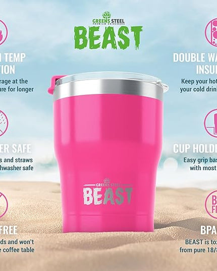 Beast 10 oz Tumbler Stainless Steel Vacuum Insulated Coffee Ice Cup Double Wall Travel Flask (Cupcake Pink)
