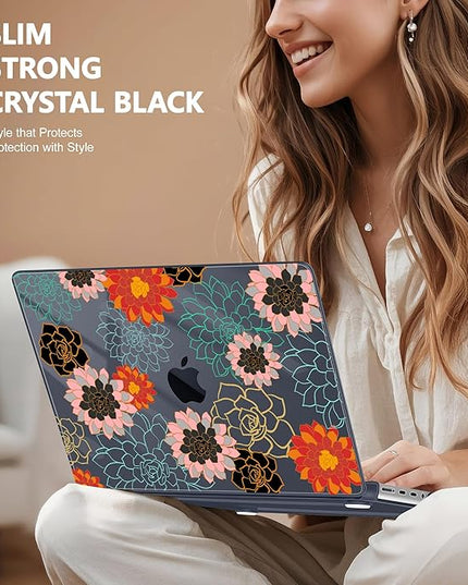 May Chen Case for MacBook Pro 14 inch, Models A2442 A2779 A2918 A2992 A3401 A3185 A3112 A3434, M1 M2 M3 M4 M5 Chip (2021-2025 Release), Plastic Hard Shell Case with Keyboard Cover, Flower