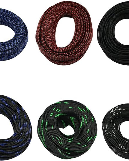 30ft PET Expandable Sleeving Wire Cable Sleeve (1/2", Green&Black)