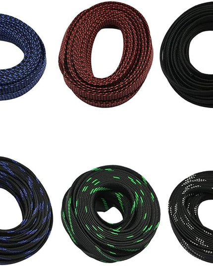 30ft PET Expandable Sleeving Wire Cable Sleeve (2/3", Red&Black)