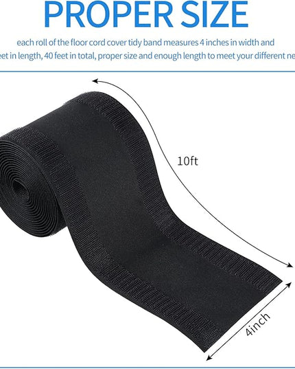 WILLBOND Carpet Cord Cover Cable Grip Floor Cover Cable Protector Management Only for Commercial Office Carpet(Black,39.37 ft)