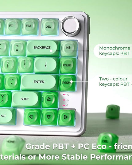 PBT Keycaps, XVX Green Apple Jelly HOA Profile, 132-Key Cute Custom Keycaps (for Mechanical Keyboards with Cherry/Gateron MX Switches)-Apple Green