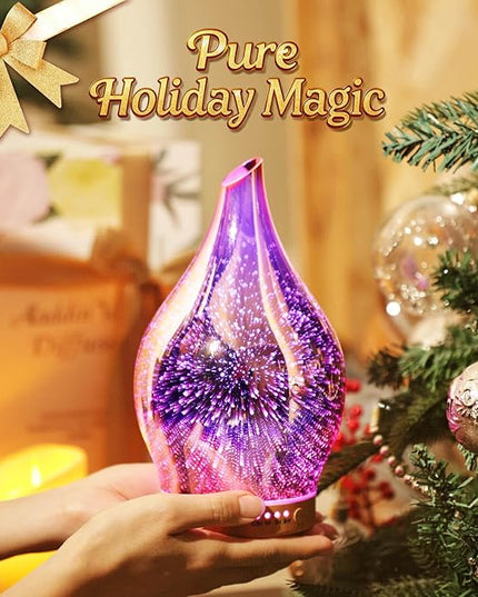 Porseme Essential Oil Diffuser 3D Firework Glass Aromatherapy Ultrasonic Humidifier Rose Gold, Auto Shut-Off, Timer Setting, BPA Free, Aroma Decoration for Home, Office, Gym, Spa, Premium Gift 150ml