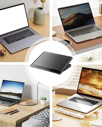 Adjustable Laptop Fan Stand, 35x26x2.3cm Aluminum Alloy Quiet Cooler Riser, Computer, Laptop, Keyboard, Phone, Tablet, Book, Desk, Home, Dorm, Office