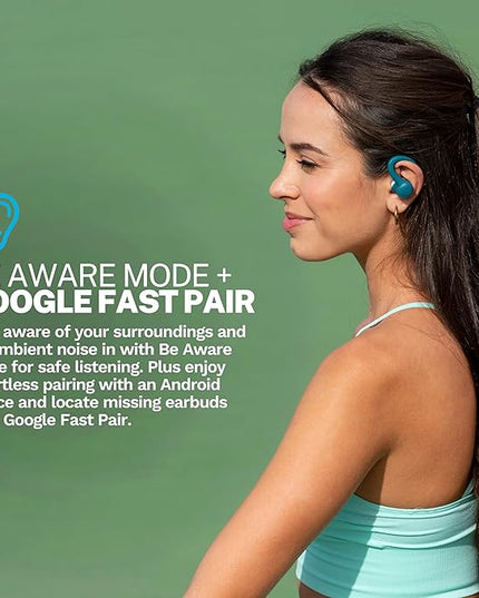 JLab Go Sport+ Wireless Workout Earbuds Featuring C3 Clear Calling, Secure Earhook Sport Design, 35+ Hour Bluetooth Playtime, and 3 EQ Sound Settings (Teal)