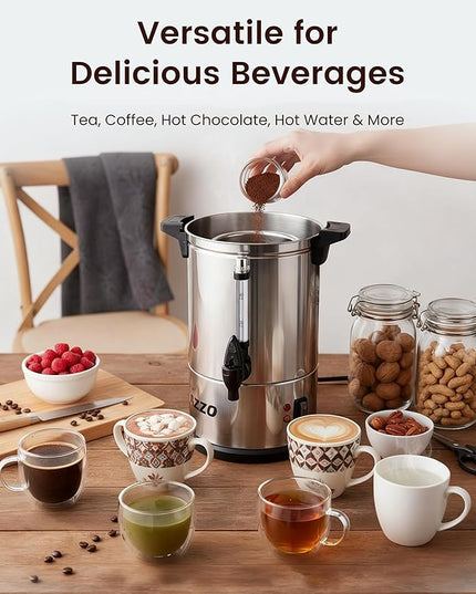 Commercial Coffee Maker 40-Cup Large Coffee Urn with Percolator Coffee Pot Electric 6L Stainless Steel Fast Brew Hot Water Dispenser for Tea Catering Events Home Office Easy Cleaning