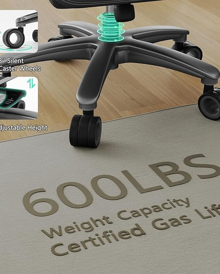 Big and Tall Office Chair with Wide Area Armrest, 600lbs Heavy Duty Desk Chair with Adjustable Lumbar Support, PU Leather High Back Ergonomic Executive Computer Chair with 3'' Silent Casters