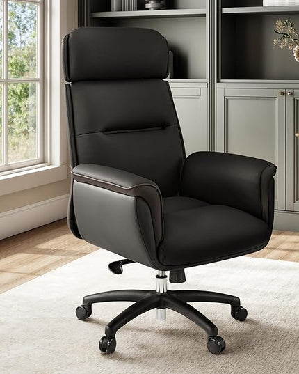 EUREKA ERGONOMIC Royal Ergonomic Office Chair Executive Desk Chair, Microfiber Leather High Back Executive Chair Comfy Ergonomic 360° Swivel with Lumbar for Home Workshop- Black