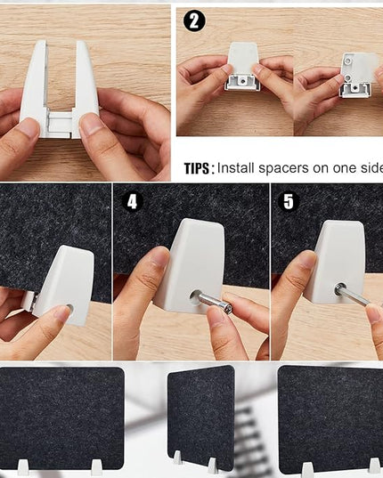 4 Pcs Acoustic Desk Divider Desktop Privacy Panel 16 x 20 Inch for Desk Cubicle Office Separator Panel Sound Absorbing Noise Reducing Tabletop Divider for Visual Distractions