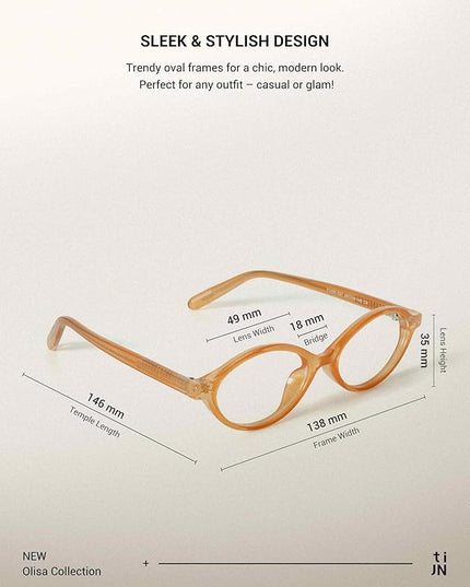 TIJN Olisa Blue Light Blocking Glasses for Women Men,Oval Glasses Frame Bluelight Glasses for Gaming/Computer/Screen