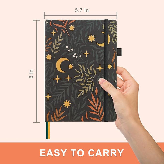 &And Per Se Lined Journal Notebook, 160 Pages, A5 5.7 x 8 inches College Ruled Thick Paper Notebook Journals for Writing, Hardcover Notebooks for Women Men Office School (Lunar Leaf)