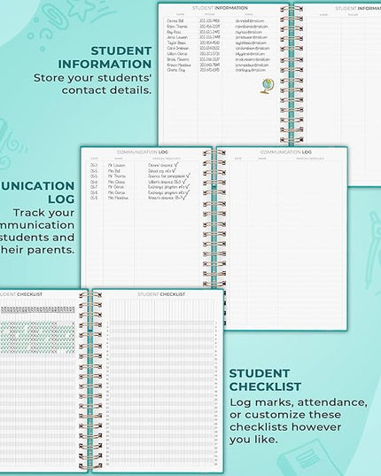 Clever Fox Teacher Planner Spiral – School Year Planner with Calendars & Lesson Plans – Teacher Plan Book for Classroom & Homeschool Organization - Undated, 7.9x10″ (Turquoise)