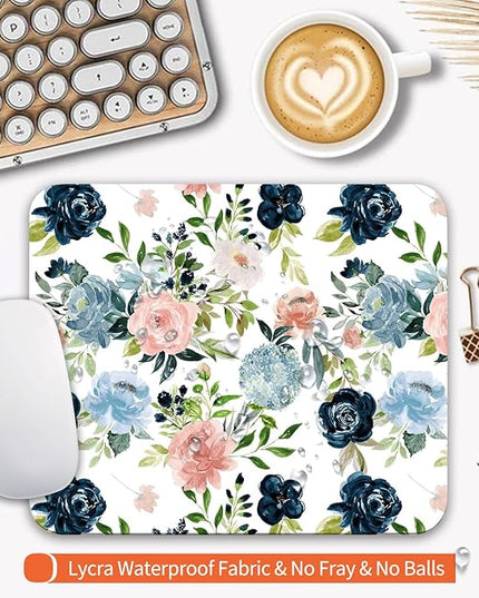 Square Mouse Pad Pretty Flowers, Personalized Premium-Textured Custom Mouse Mat Design, Washable Mousepad Cloth, Non-Slip Rubber Base Computer Mouse Pads for Wireless Mouse