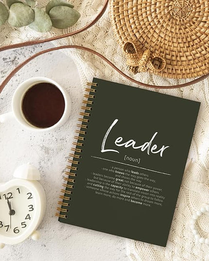 OXW Leadership Gifts Notebook Journal, Leader Gifts for Women Men, Office Notebook for Work, Thank You Gifts for Leader Mentor Boss Supervisor, Olive Green Spiral Notebook 5.5 x 8.3