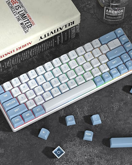 PBT Blue Keycaps 60 Percent with 6.25U Space Bar OEM Profile for Cherry MX Switch Mechanical Gaming Keyboard (CSA-Shoko)