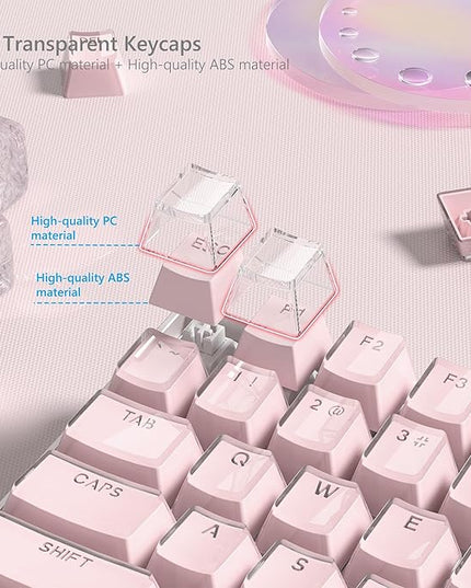 Womier Keyboard Keycaps - Jelly Keycaps Pink 60 75 100 Percent, Crystal Shine Through Custom Cute Key caps Set, 118 Keys OEM Profile for 61/68/84/87/98/100 Cherry Gateron MX Mechanical (Backlit Pink)