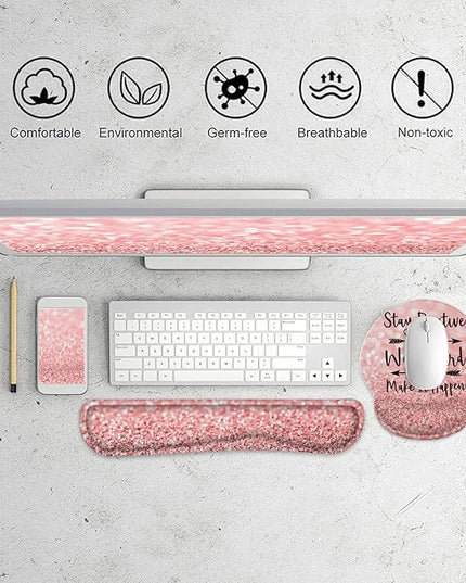 Lateefah Mouse Pad with Wrist Rest, 3-in-1 Gaming Mouse Pad, Keyboard Wrist Rest, Ergonomic Memory Foam Mousepad with Wrist Support for Computer Keyboard