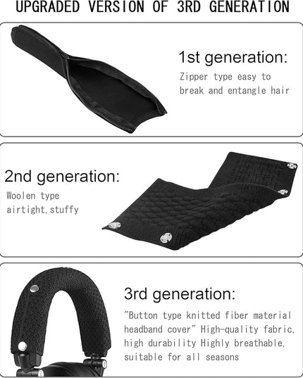 GEVO Replacement Headphone Headband Cover for AKGs, Senheiser, Sony,ATH,Audio-Technica,Shure,Panasonice Headsets,Headband Cushion Easy Installation No Tool Needed(Black)