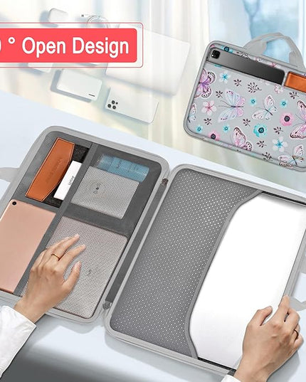 Hseok Laptop Case 13.3-14 inch Briefcase Handbag, Water-Resistant and Shockproof Computer Sleeve Compatible with MacBook Pro 14", Mac Air/Pro 13.3" and 13"-14" Notebooks Chromebooks,Butterfly