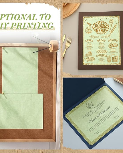 Epakh 200 Sheets Old Age Parchment Paper 8.5 x 11 Inch Standard Letter Vintage Colored Old Parchment Semblance Double Side Printing Paper (Green)