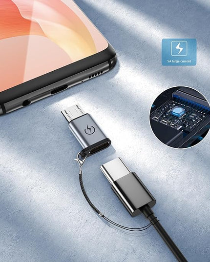 USB C to Micro USB Adapter, Supports 18W Fast Charging, Used for USB C Female to Micro Male Adapter (2 Sets), Cannot be Used for Earphone Audio Playback