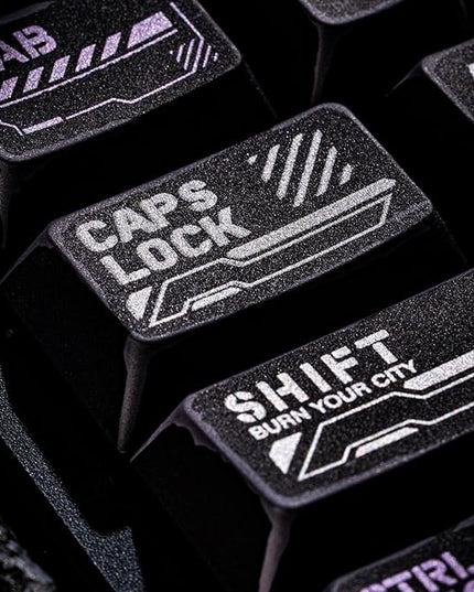 Clear Keycaps Transparent Cherry Profile Green and Black Keycaps for MX Switches Mechanical Keyboard KeyCap (Cyber Ruins PBT KEYCAP Set)