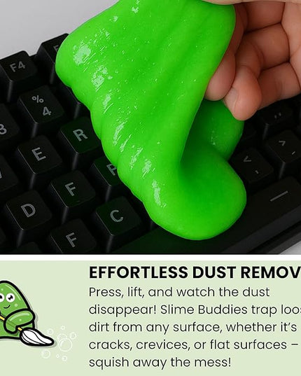 Slime Buddies Car Cleaning Gel Putty - Apple Scented Interior Detailing Tool for Cup Holders, Air Vents & Keyboard - Reusable Auto Detailing Accessories - Dust Remover Goop - Gifts for Men Women