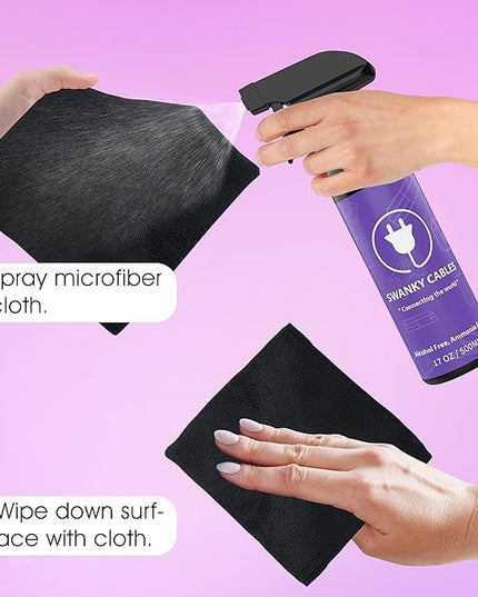 Swanky Screen Cleaner Kit: 6-Pack Microfiber Cloths & Electronic Cleaner Spray for TV, iPad, iPhone, Monitor & Laptop (17 Oz)