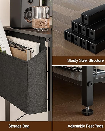 Grandder 40 Inch L Shaped Computer Desk with Reversible Storage Shelves, Home Office Corner Desk Study Writing Table with Hutch, Study, Black