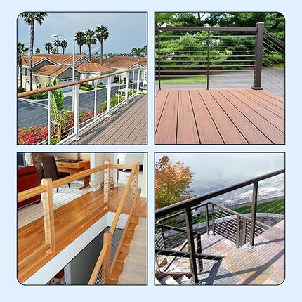 40 Pack 45 Degree Angle Protective Sleeves, Black Cable Railing Corner Protector Sleeve Beveled for 1/8" Wire Rope, T316 Marine Grade Cable Railing Kit with Two Drill Bit for Wood Posts HF039B