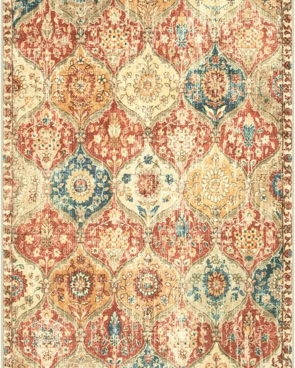 Lahome Moroccan Machine Washable Rugs for Living Room, 4x6 Rug for Bedroom Non-Slip Vintage Trellis Ultra-Thin Throw Carpet for Dining Room Office Nursery, Red/Orange